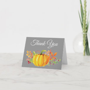 Aquarell-Herbst-Kürbis-Grau-Dankeschön-Karte Dankeskarte