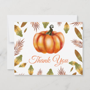 Aquarell-Herbst-Kürbis-Orangeton-Dankeskarten Dankeskarte