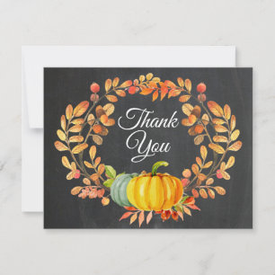 Aquarell Herbst-Kürbis-Schiefer-Tafel-Dankeskarten Dankeskarte