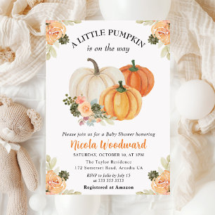 Aquarell Herbst-Kürbis und Kaktus-Baby-Party Einladung