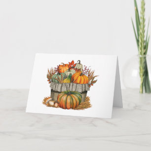 Aquarell Herbst-Kürbis und Weizenernte  Karte