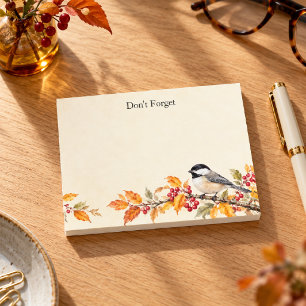 Aquarell Herbst Meise & Rote Beeren Post-it Klebezettel