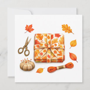Aquarell Herbst Nähstoff und Zubehör Karte