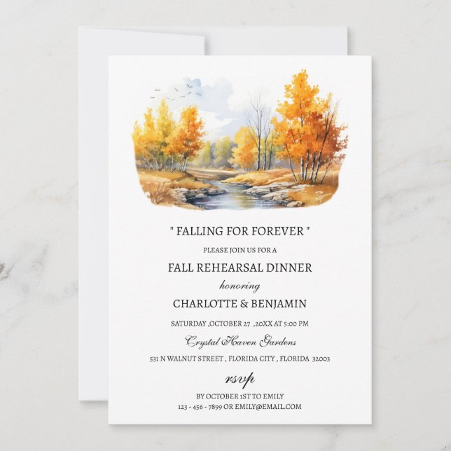 Aquarell Herbst- oder Herbst-Themen-Probedinner  Einladung (Vorderseite)
