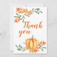 Aquarell Herbst Orange Kürbis Danke