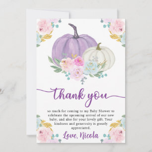 Aquarell Herbst Pastellfarbe Kürbisse Baby Shower Dankeskarte