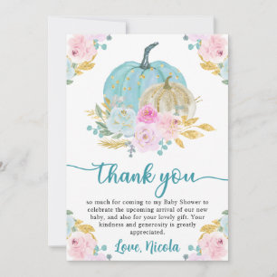 Aquarell Herbst Pastellfarbe Kürbisse Baby Shower Dankeskarte