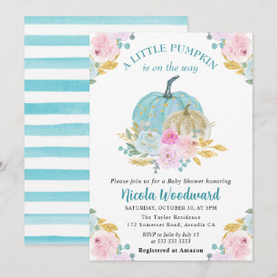 Aquarell Herbst Pastellfarbe Kürbisse Baby Shower Einladung
