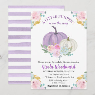Aquarell Herbst Pastellfarbe Kürbisse Baby Shower Einladung