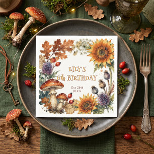 Aquarell Herbst Verzauberter Wald Geburtstag Serviette