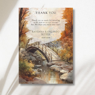 Aquarell Herbst Waldbrücke Herbst Dankeschön Ankündigung