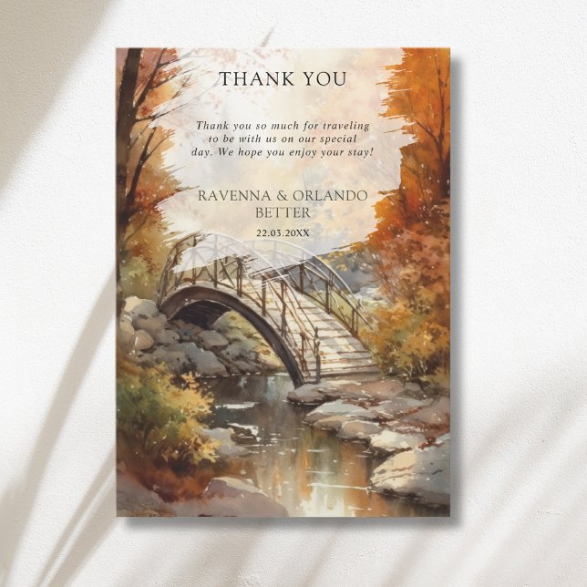 Aquarell Herbst Waldbrücke Herbst Dankeschön  Ankündigung (Von Creator hochgeladen)