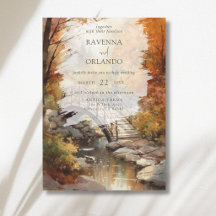 Aquarell-Herbst-Waldbrücke-Hochzeit