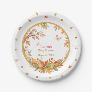 Aquarell Herbst Waldvogel & Herbstlaub Papier Pappteller