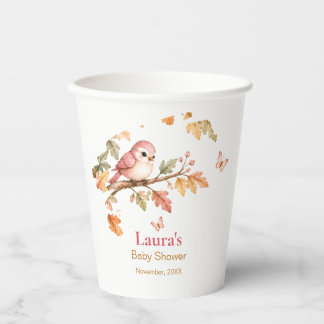 Aquarell Herbst Waldvogel & Herbstlaub Pappbecher