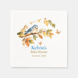 Aquarell Herbst Waldvogel & Herbstlaub Serviette