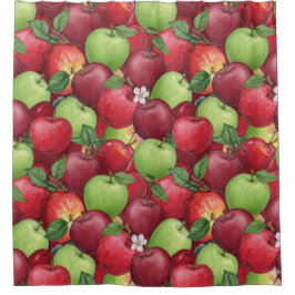 Aquarell Herbstapfelplantage Duschvorhang