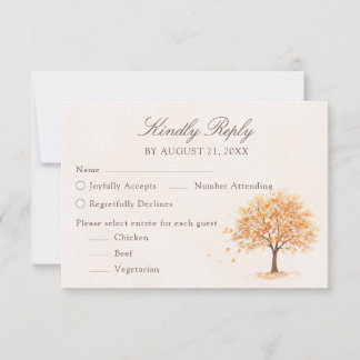 Aquarell-Herbstbaum-Hochzeits-RSVP-Karte RSVP Karte