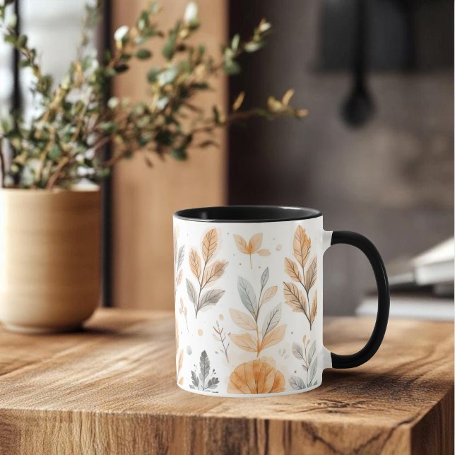 Aquarell Herbstblätter-Minimal Boho Botanische Kun Tasse (Von Creator hochgeladen)