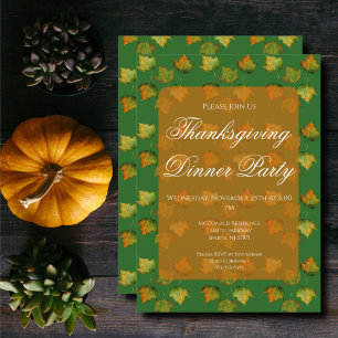 Aquarell Herbstblätter Thanksgiving-Dinnerparty Einladung