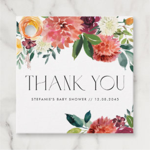 Aquarell Herbstblumen Baby Shower Danke Geschenkanhänger