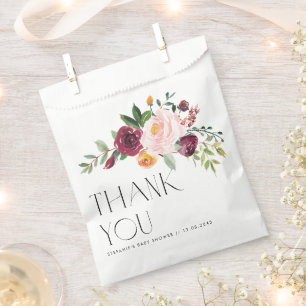 Aquarell Herbstblumen Baby Shower Dankeschön Geschenktütchen