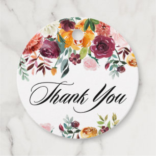 Aquarell Herbstblüten Florale Hochzeits-Dankeskart Geschenkanhänger