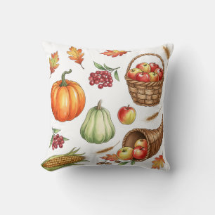 Aquarell Herbsternte Kürbis Herbst Muster Kissen