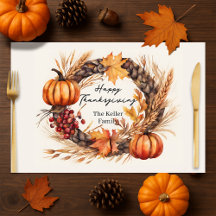 Aquarell-Herbstkranz-Thanksgiving-Set