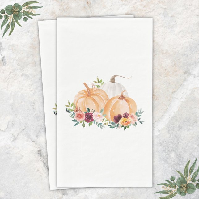 Aquarell Herbstkürbisse und Boho-Blumen Serviette (Von Creator hochgeladen)