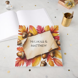 Aquarell Herbstlaub & Eicheln Rustikale Hochzeit Gästebuch