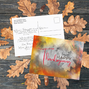 Aquarell Herbstlaub Familie Thanksgiving Postkarte