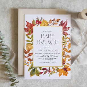 Aquarell Herbstlaub Rahmen Herbst Baby Brunch Folieneinladung