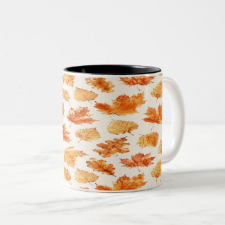 Aquarell-Herbstlaub-Tasse Zweifarbige Tasse