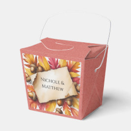 Aquarell Herbstlaub und Eicheln Rustikale Hochzeit Geschenkschachtel
