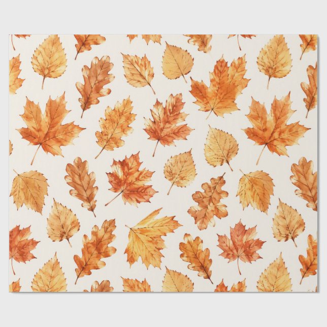 Aquarell-Herbstlaub-Verpackung Geschenkpapier (Flach)