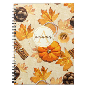 Aquarell Herbstmagie Vintage Düfte Monogramm Notizblock
