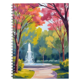 Aquarell Herbstpark mit Herbstlaub Notizblock