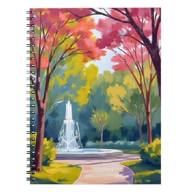 Aquarell Herbstpark mit Herbstlaub Notizblock (Vorderseite)