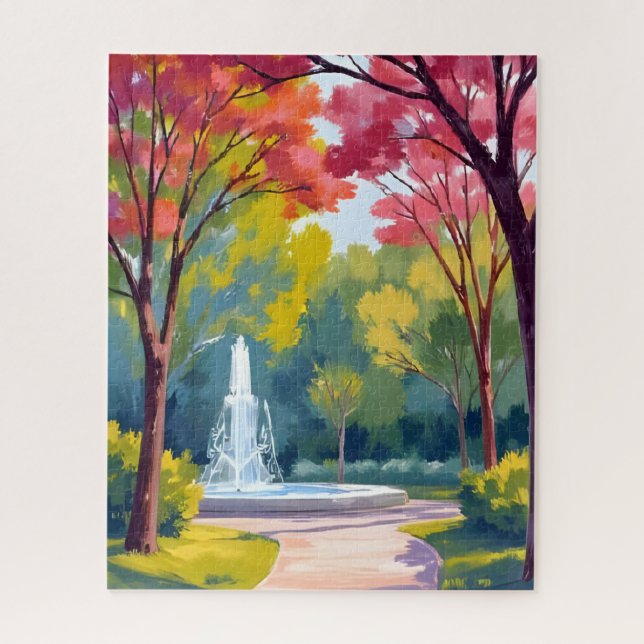 Aquarell Herbstpark mit Herbstlaub Puzzle (Vertikal)