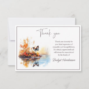 Aquarell Herbstsee Schmetterling Beerdigung Dankeskarte