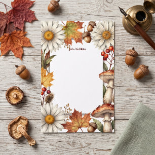Aquarell Herbstwald Pilz Gänseblümchen Floral Briefpapier