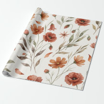 Aquarell-Herbstwildblumen Terrakotta & Salbei