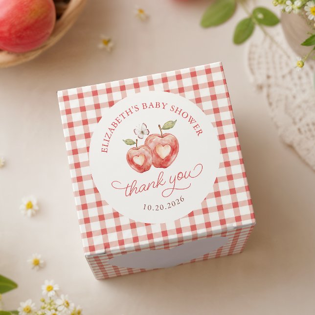 Aquarell-Herz-Apfel-Gingham-Geschenkbox Geschenkschachtel (Von Creator hochgeladen)