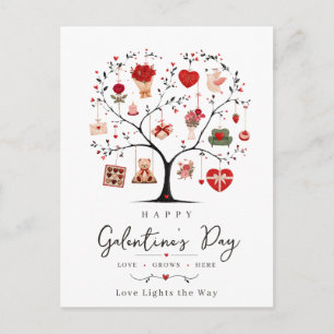 Aquarell-Herz-Baum-Galentine Postkarte