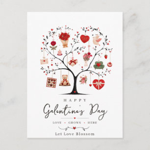 Aquarell-Herz-Baum-Galentine  Postkarte