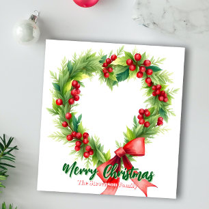 Aquarell-Herz-Beeren-Kranz-Familien-Weihnachten Notizblock