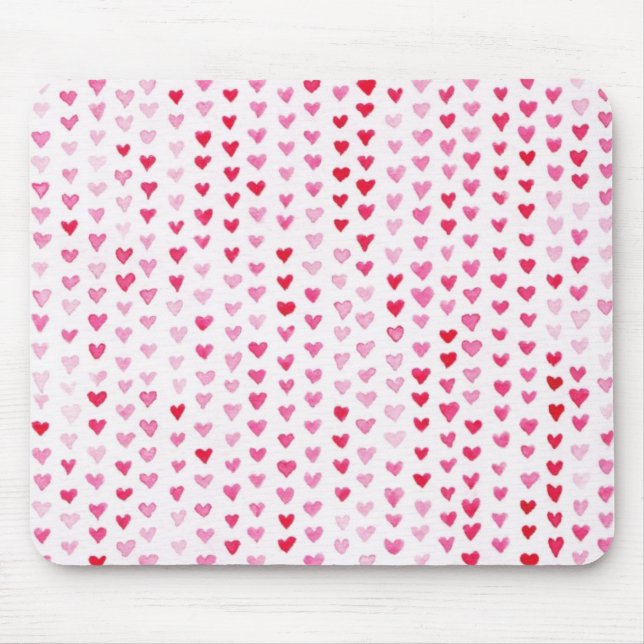 Aquarell-Herzen Mousepad (Vorne)