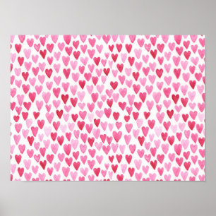 Aquarell-Herzen - Rosa Poster