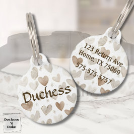 Aquarell-Herzmuster-Hundegarnitur Haustiermarke